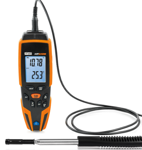 HTA105 Heissdraht-Anemometer ( Luftgeschwindigkeit, - Volumenstrom und  Lufttemperatur/ Feuchtemessung)