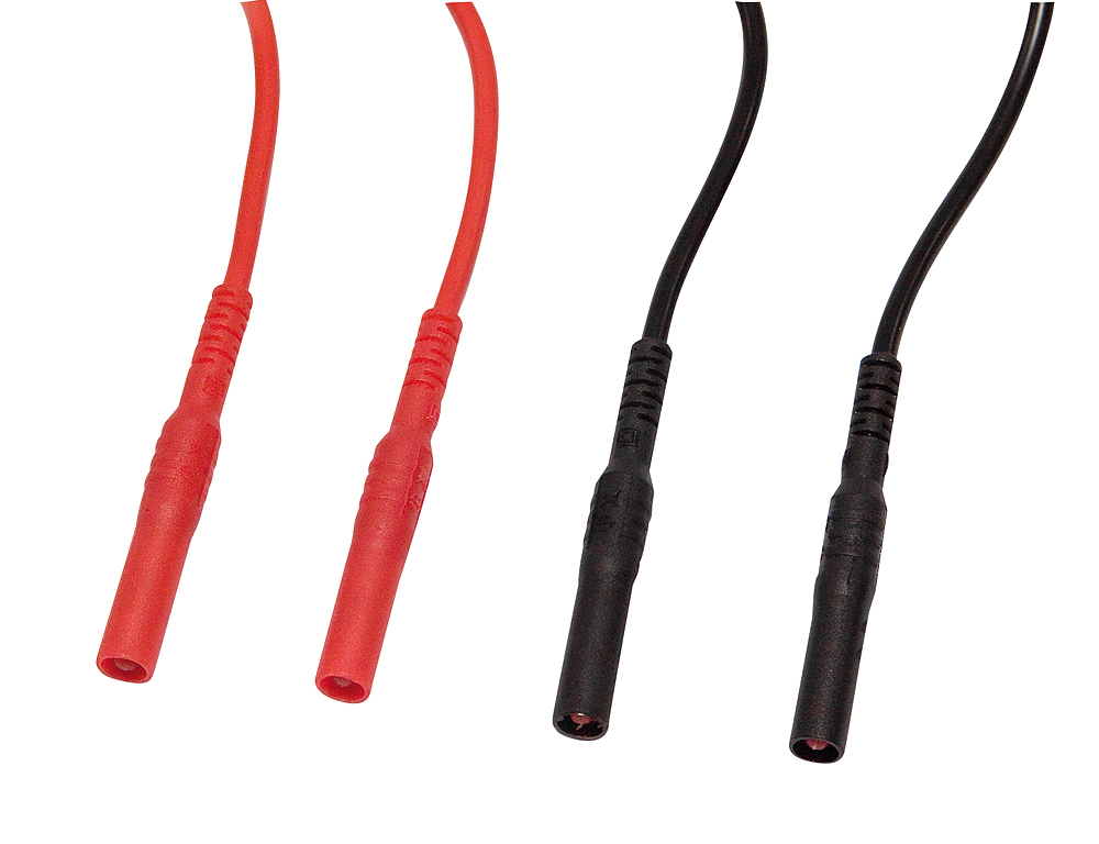 Messleitungen mit zwei 4mm gerade Stecker -1,5m-15A-CATIV-600V-PVC-rot+sw