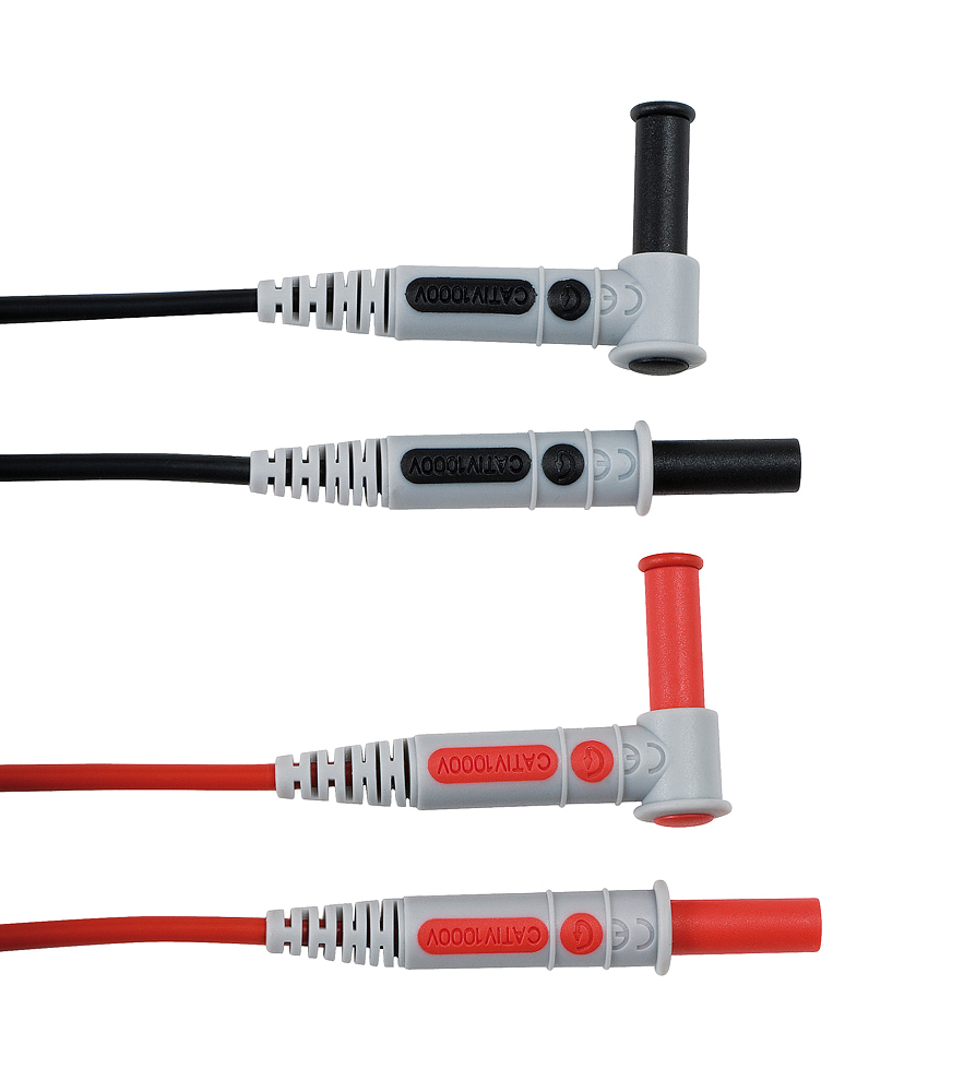 Messleitungen mit 4mm gerade/Winkel Stecker -1,5m-15A-CATIV-1000V-Silikon-rot+sw
